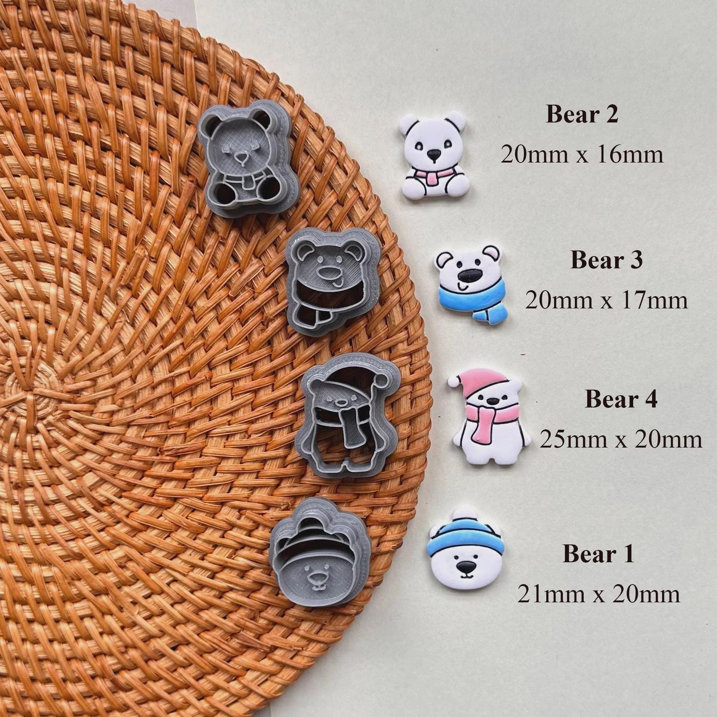 Christmas Cartoon Character Polymer Clay & Fondant Cutter Set – 10-Piece Mini Holiday Bundle