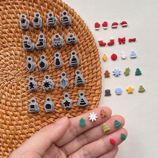 Mini Christmas Clay Cutter Set for Polymer Clay Holiday Earrings
