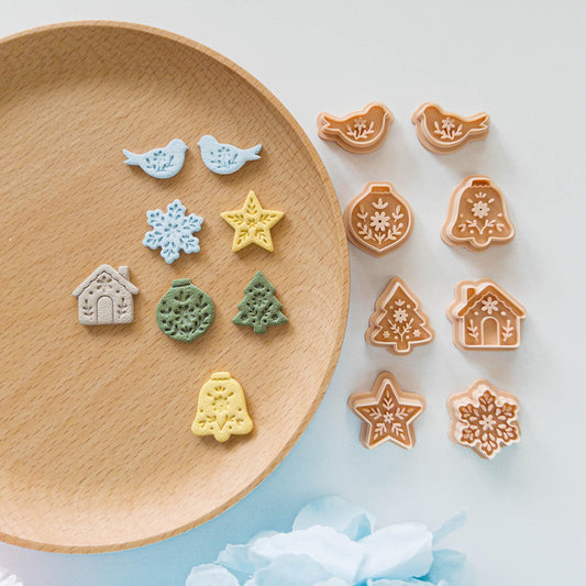 Christmas Engraved Clay Cutter Bundle for Polymer Clay Holiday Earrings