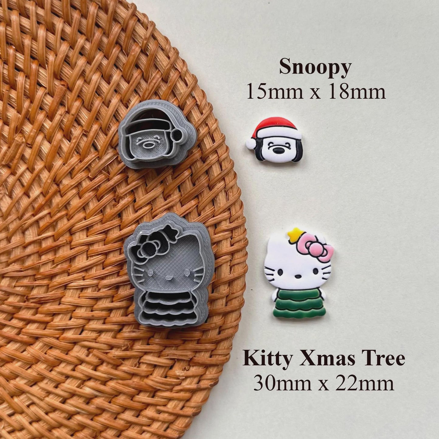 Christmas Cartoon Character Polymer Clay & Fondant Cutter Set – 10-Piece Mini Holiday Bundle