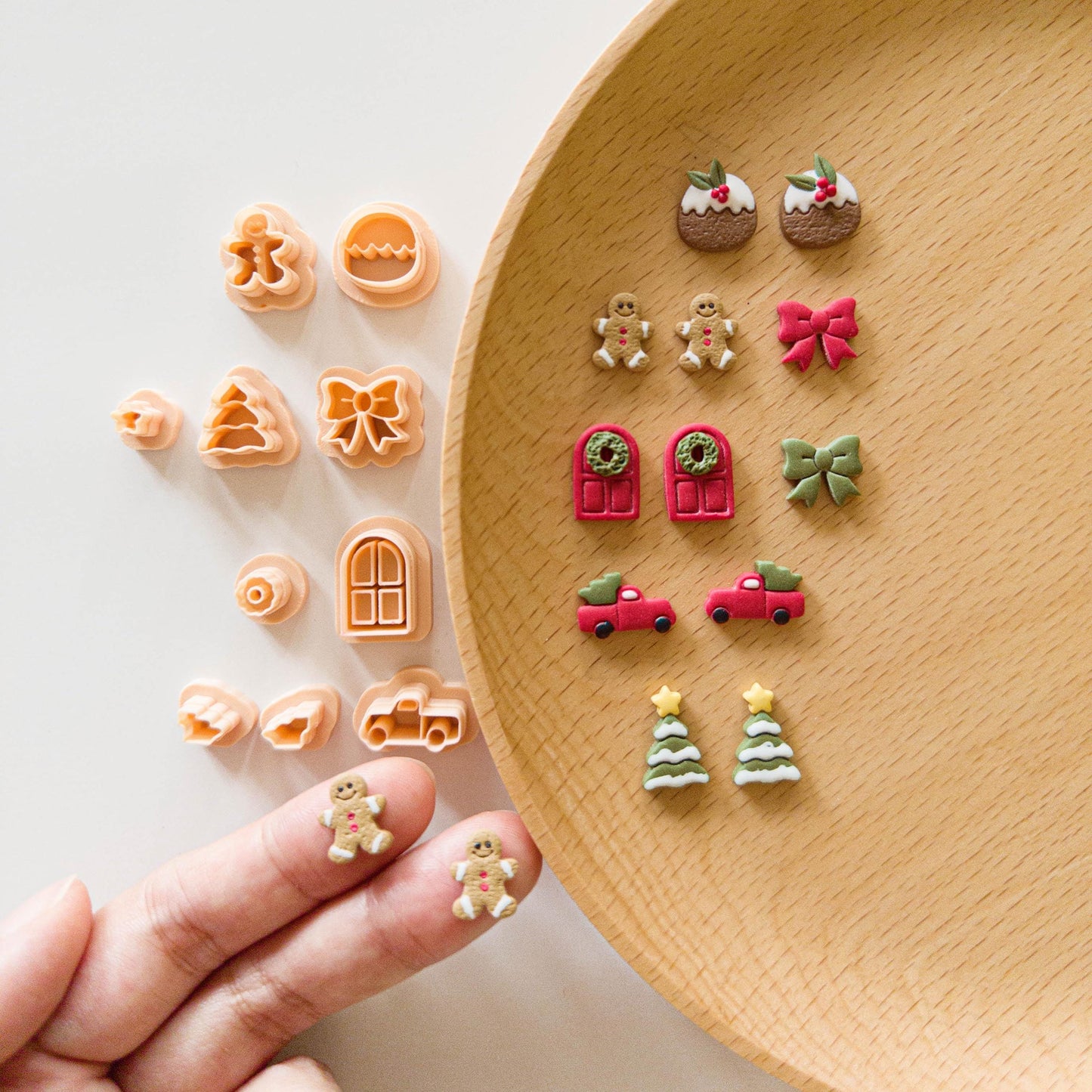 Christmas Mini Polymer Clay Cutter Set – Truck, Tree, Bow, Pudding, Door & Gingerbread
