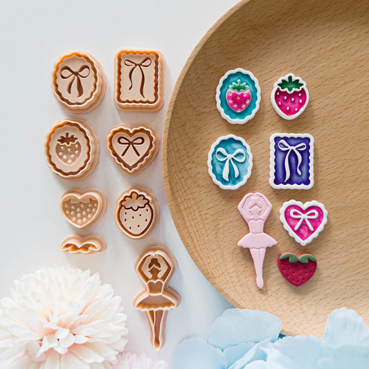 Ballet Girl Polymer Clay Cutter Set | Bow Strawberry Earring Making | Fondant Tool