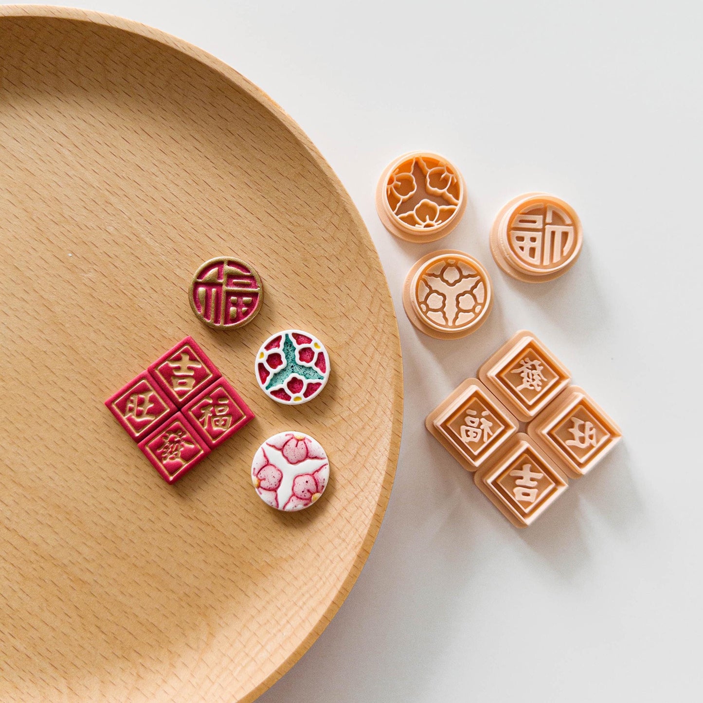 Lunar New Year Polymer Clay & Fondant Cutter Set – Chinese Fortune Embossing Stamps