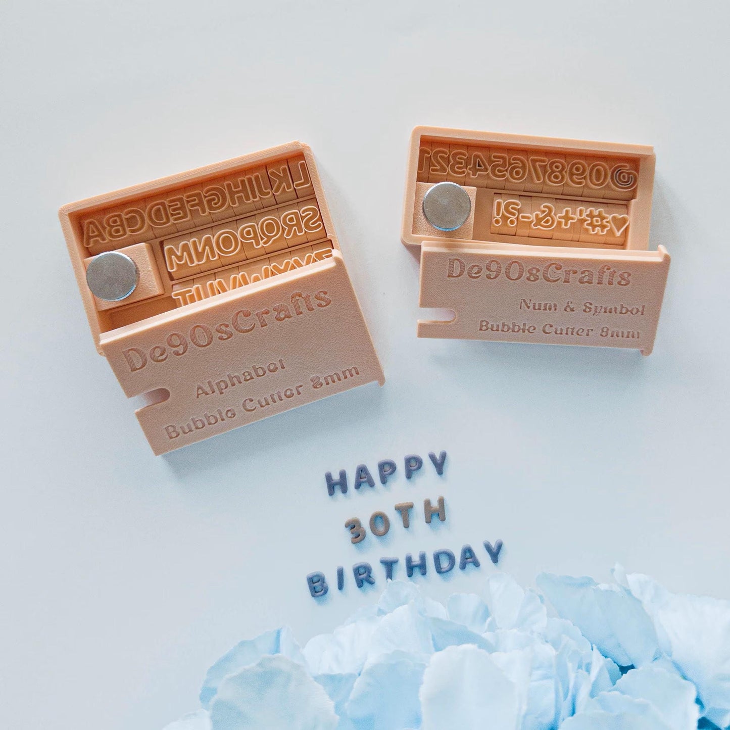 Mini Bubble Letter & Alphabet Stamp Set for Clay Cookies Fondant