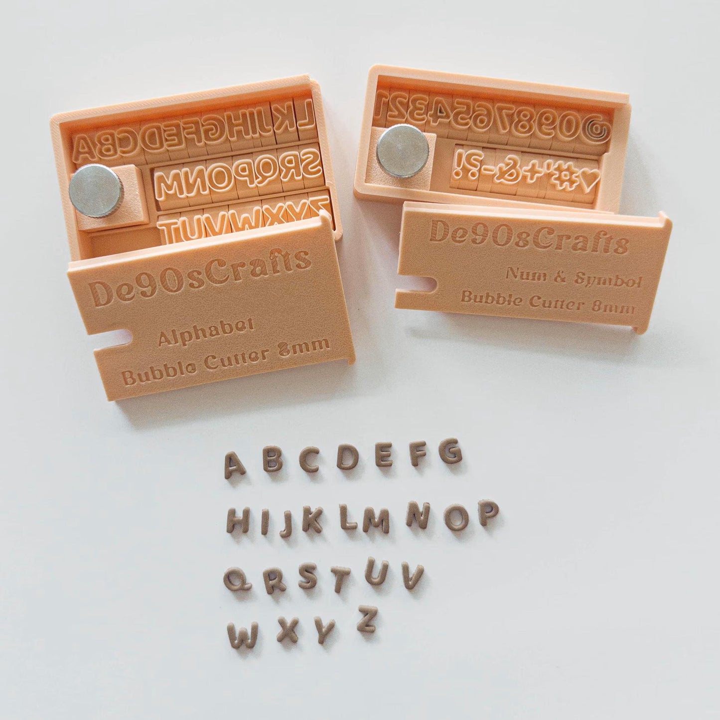 Mini Bubble Letter & Alphabet Stamp Set for Clay Cookies Fondant