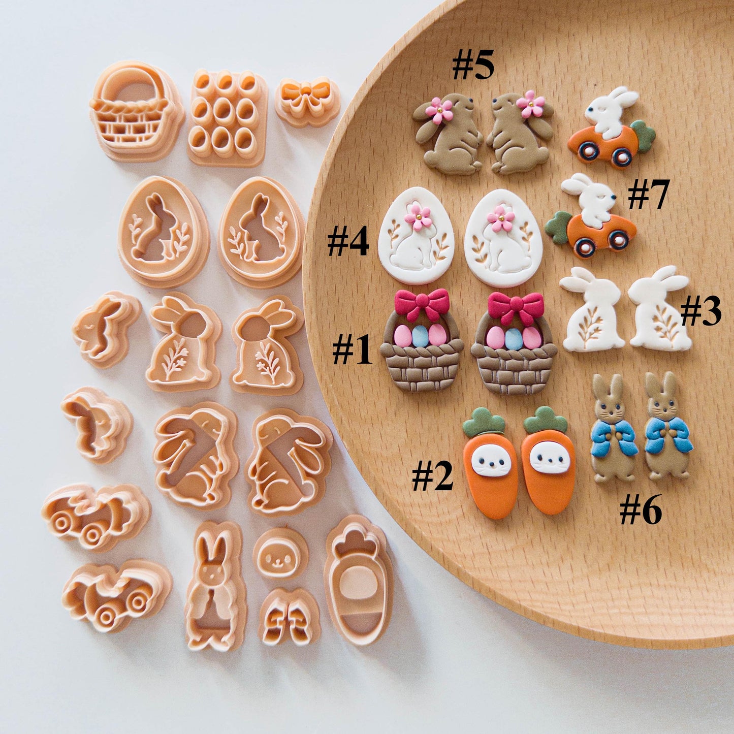 Bunny Clay Cutters | Egg, Basket, Carrot Embossers for Earrings
