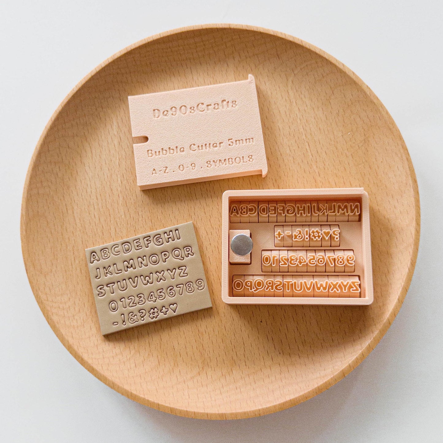 Mini 5mm Alphabet Clay Stamp Set for Clay Letters | Smallest Alphabet Bubble or Script Stamp Sets