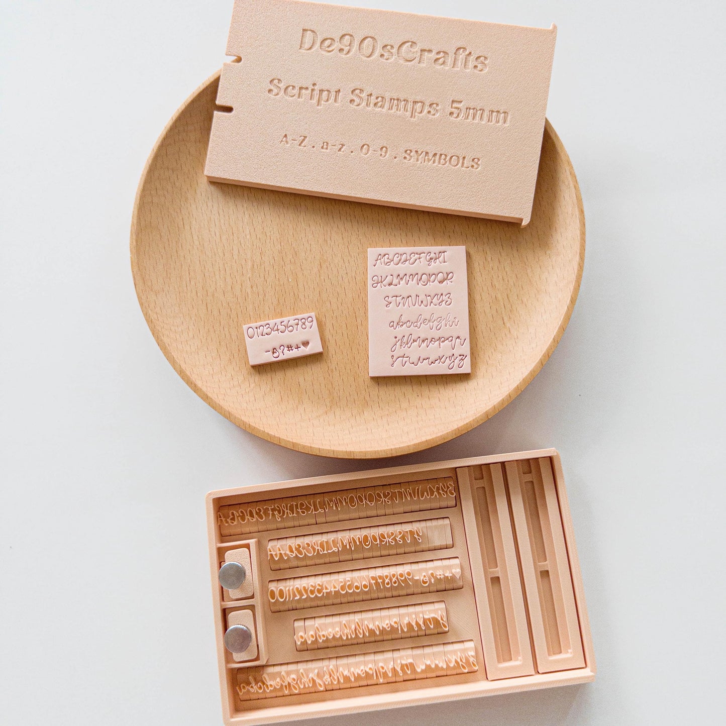 Mini 5mm Alphabet Clay Stamp Set for Clay Letters | Smallest Alphabet Bubble or Script Stamp Sets