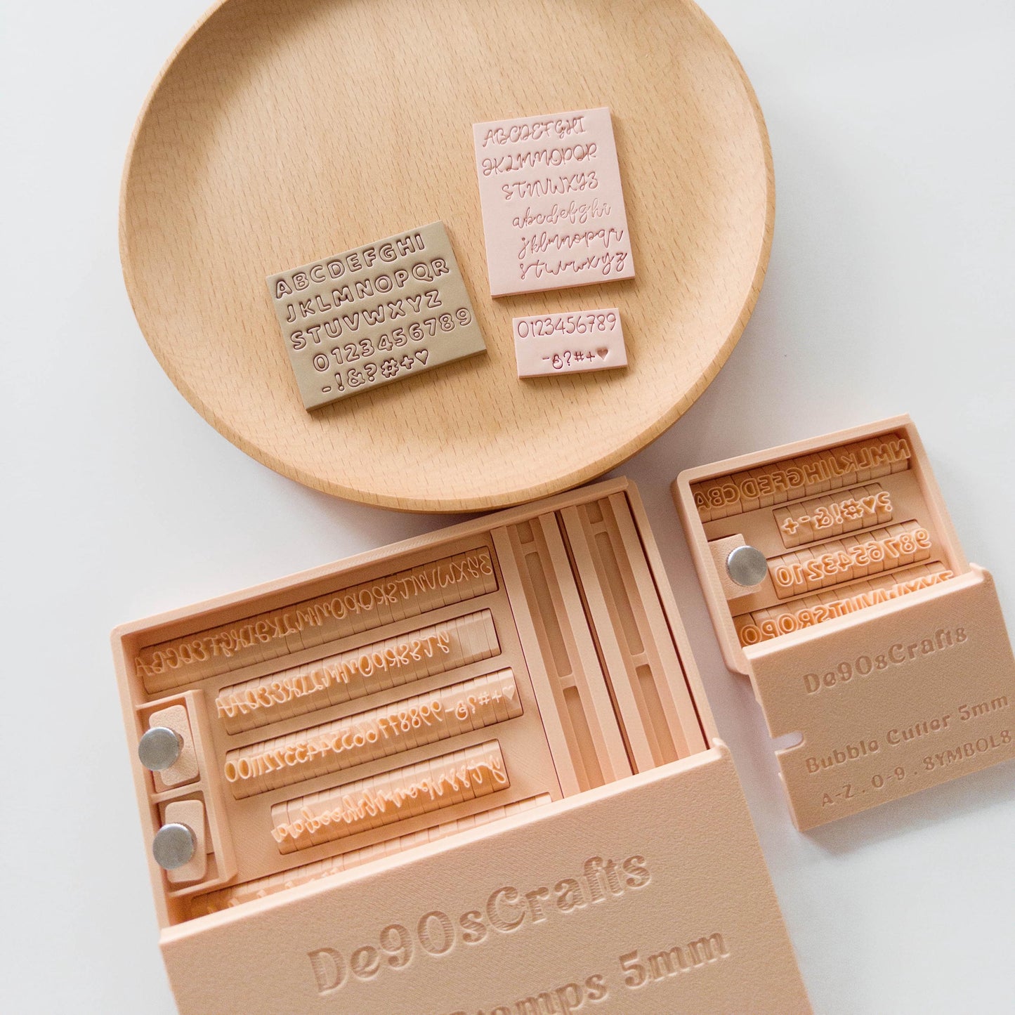 Mini 5mm Alphabet Clay Stamp Set for Clay Letters | Smallest Alphabet Bubble or Script Stamp Sets