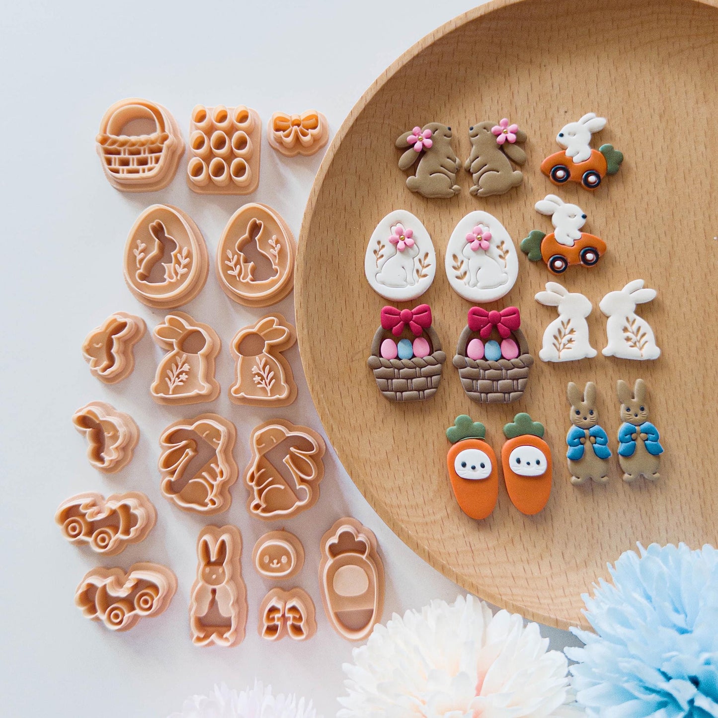 Bunny Clay Cutters | Egg, Basket, Carrot Embossers for Earrings