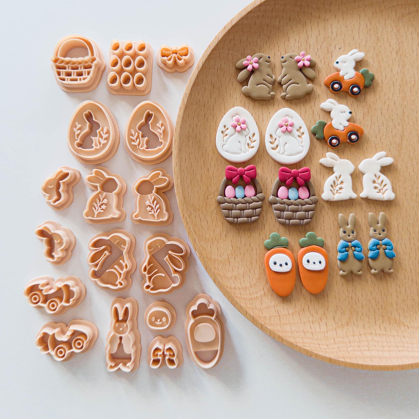 Bunny Clay Cutters | Egg, Basket, Carrot Embossers for Earrings