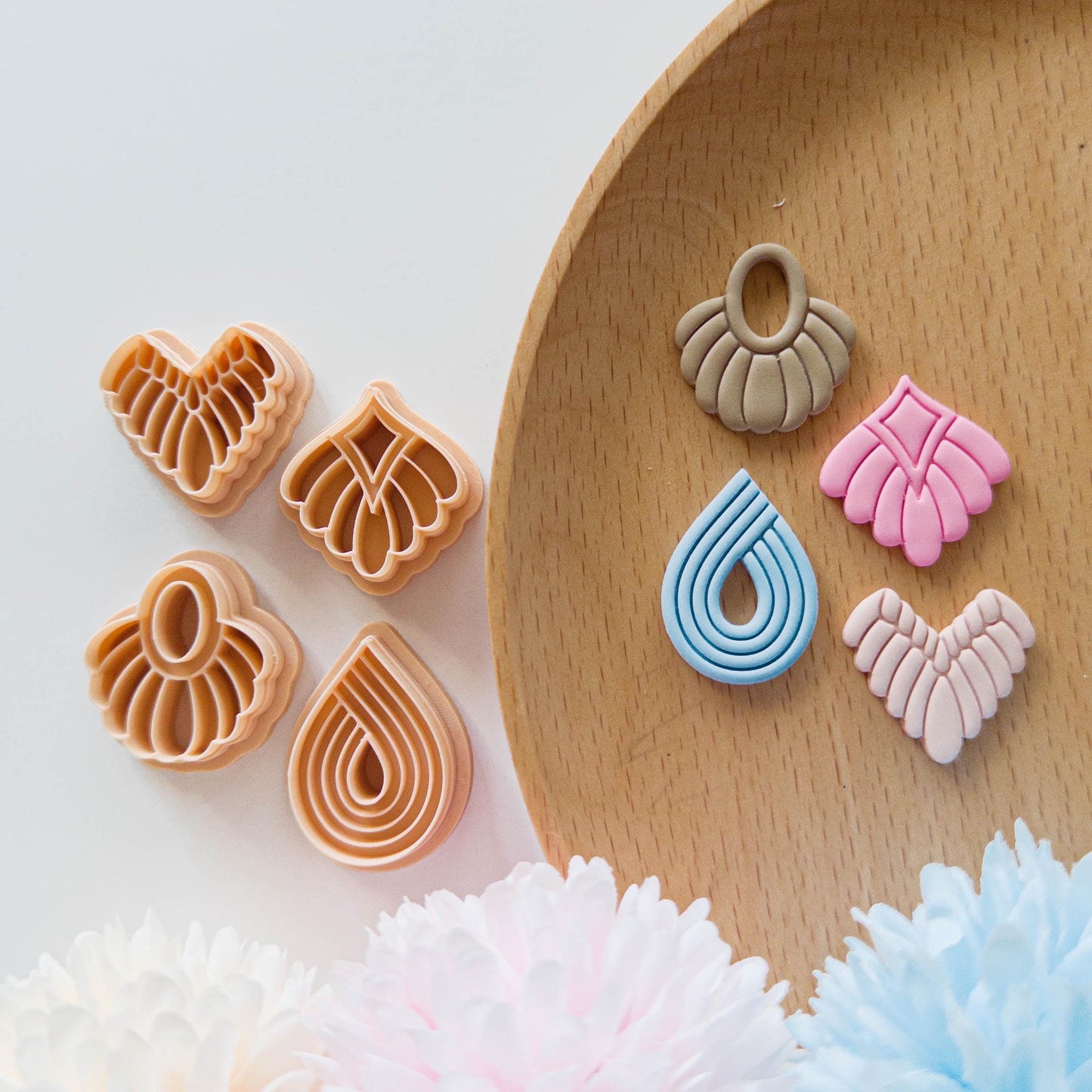 Mini Boho Earring Cutter Set for Polymer Clay Teardrop & Fan Shapes