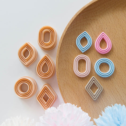Polymer Clay Earring Cutters, Mini Geometric Shapes Set (5pcs), 25–30mm