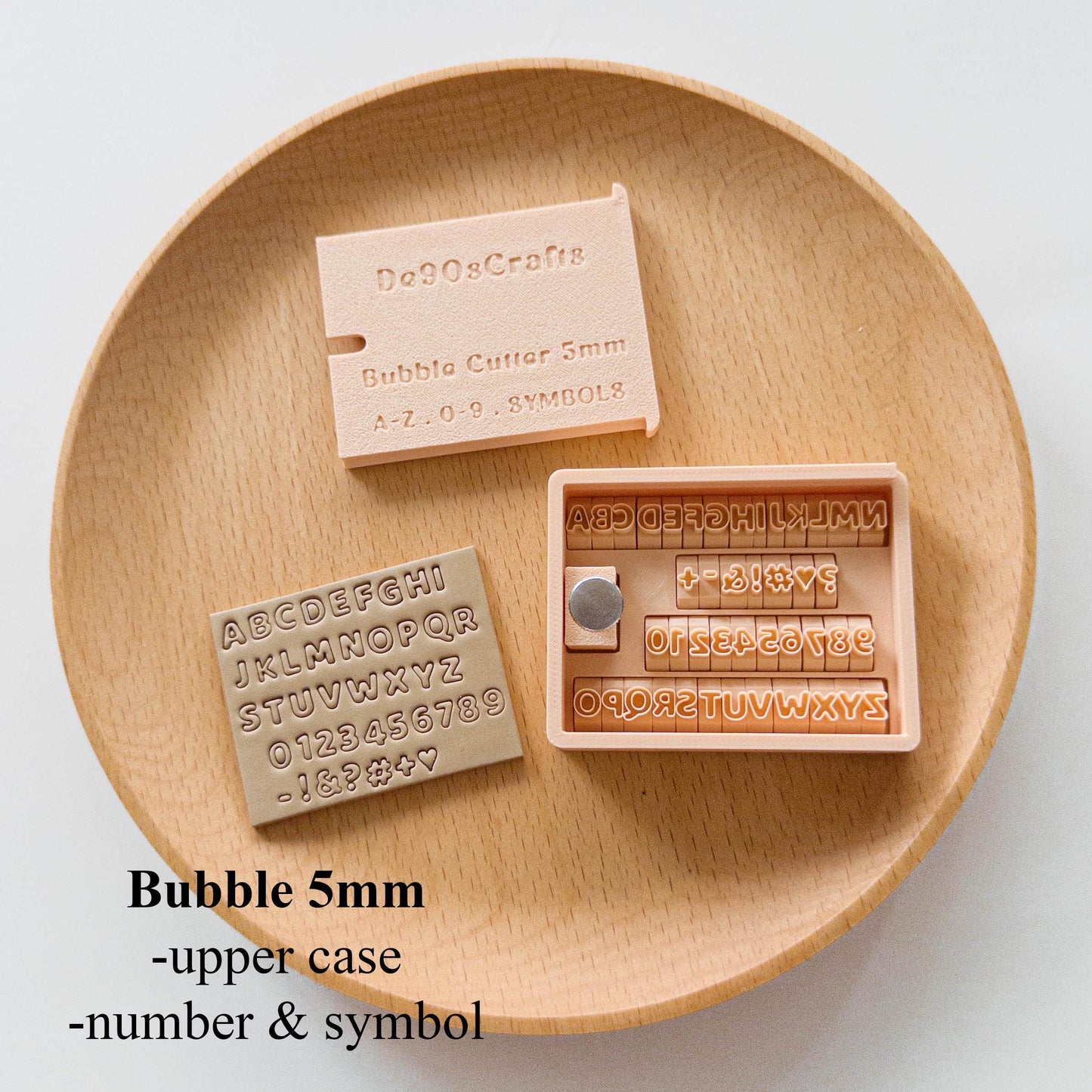 Mini 5mm Alphabet Clay Stamp Set for Clay Letters | Smallest Alphabet Bubble or Script Stamp Sets