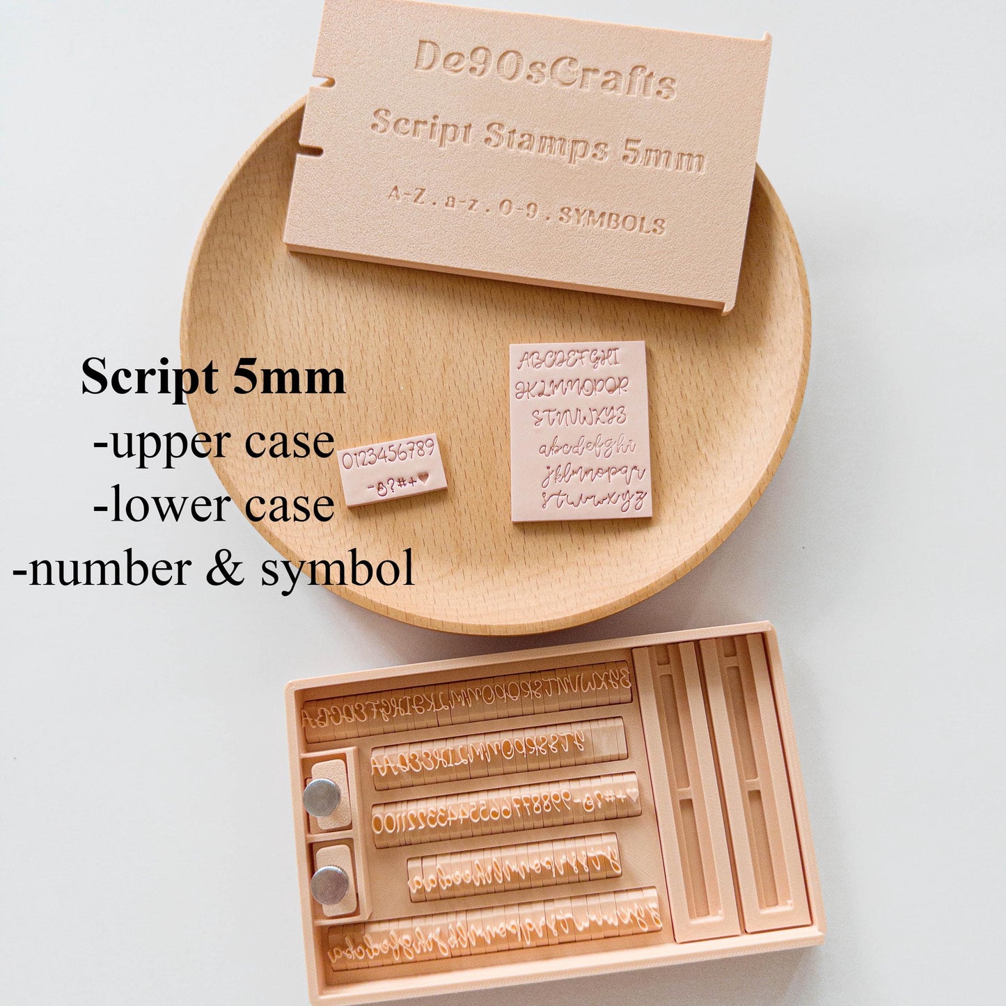 Mini 5mm Alphabet Clay Stamp Set for Clay Letters | Smallest Alphabet Bubble or Script Stamp Sets