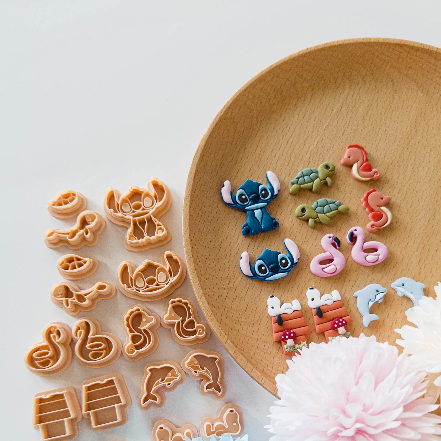 Summer Sea Animal Clay Cutter Bundle for Polymer Clay Stud Earrings | Stitch Seahorse Flamingo Turtle Dolphin Clay Cutter