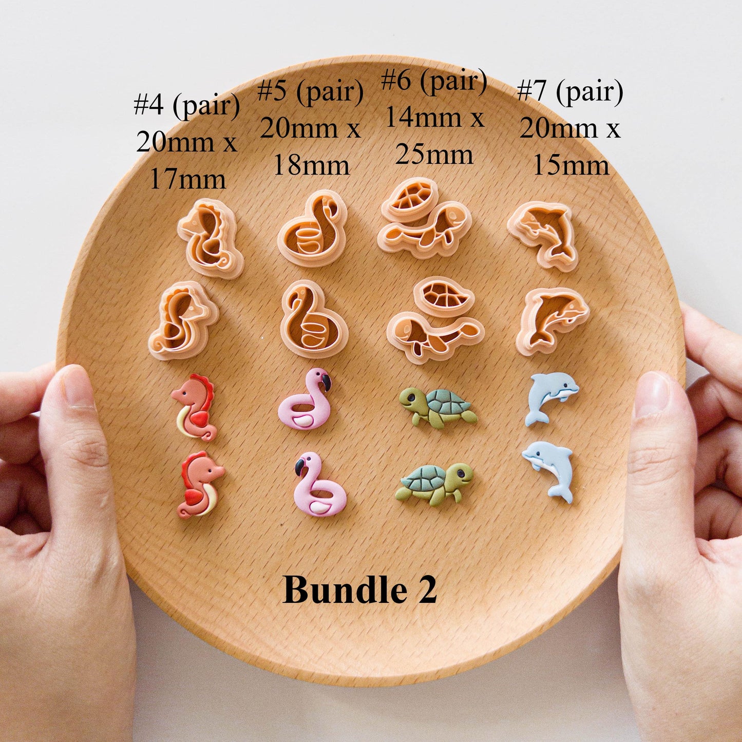 Summer Sea Animal Clay Cutter Bundle for Polymer Clay Stud Earrings | Stitch Seahorse Flamingo Turtle Dolphin Clay Cutter