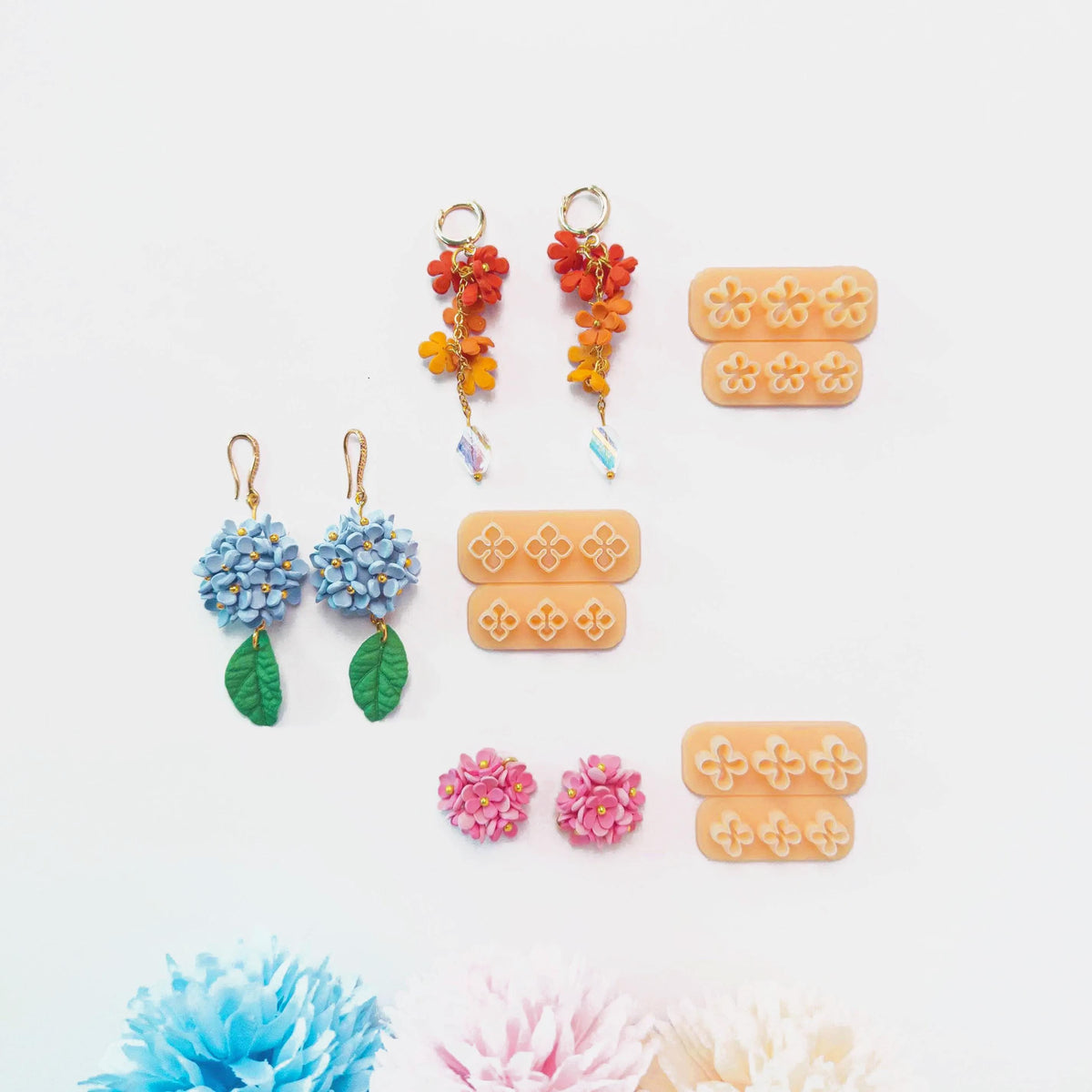 Hydrangea Petal Polymer Clay Cutter Set- 8mm & 10mm Flower Crafting Kit, Wedding Jewelry Making