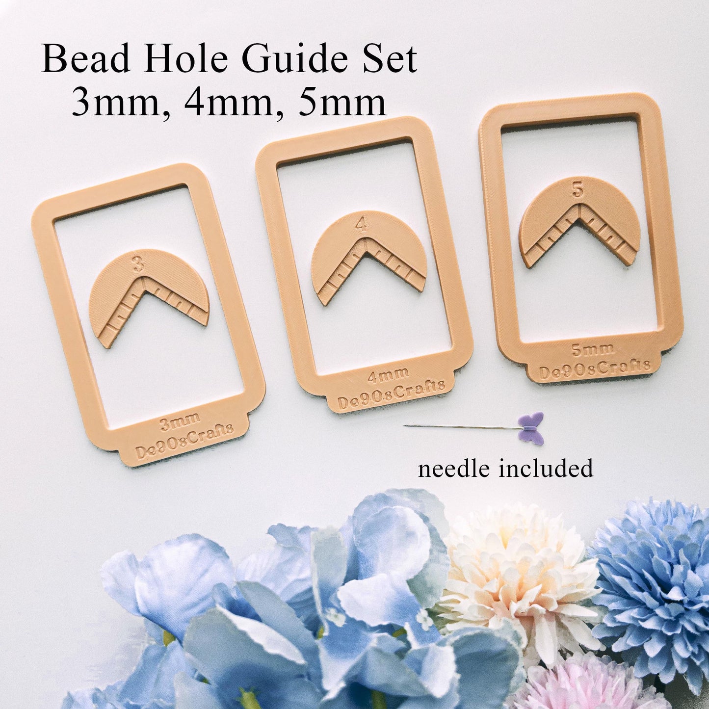 Polymer Clay Bead Hole Maker Set with Flower & Heart Guides