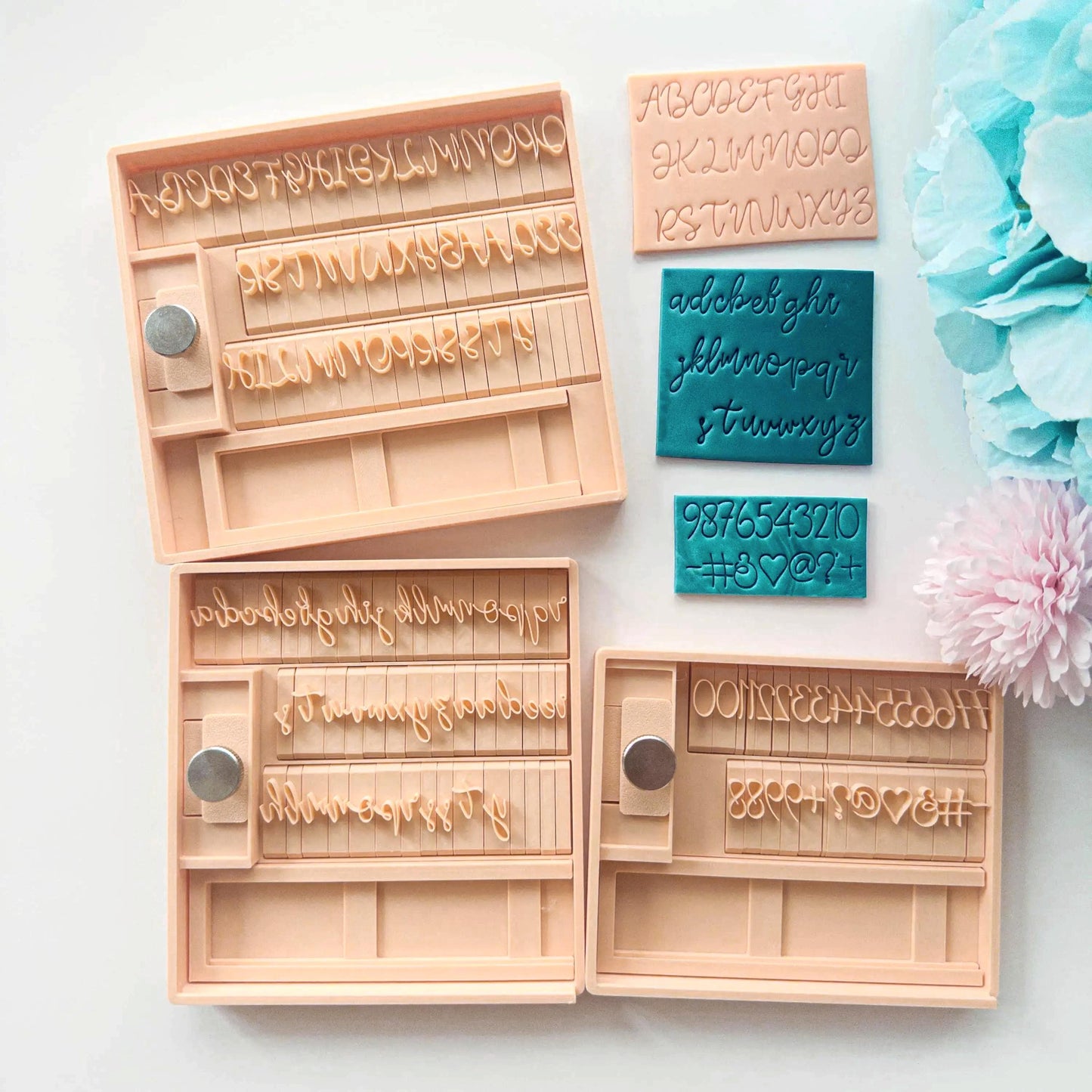Script Alphabet Stamps | Cursive Letter | Handwritten Font | Polymer Clay and Fondant