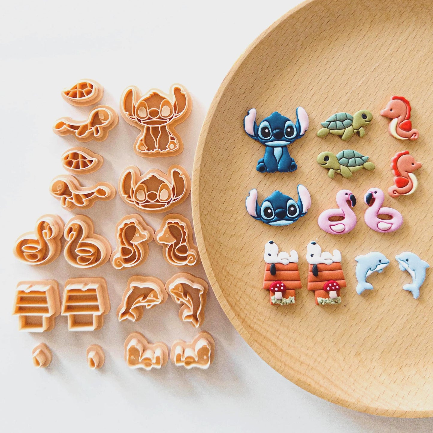 Summer Sea Animal Clay Cutter Bundle for Polymer Clay Stud Earrings | Stitch Seahorse Flamingo Turtle Dolphin Clay Cutter