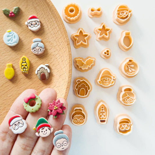 Christmas Mini Polymer Clay & Fondant Cutter Set – 15-Piece Holiday Bundle