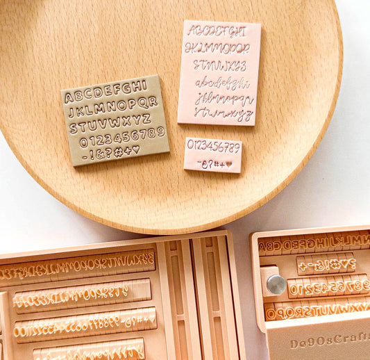 Mini 5mm Alphabet Clay Stamp Set for Clay Letters | Smallest Alphabet Bubble or Script Stamp Sets