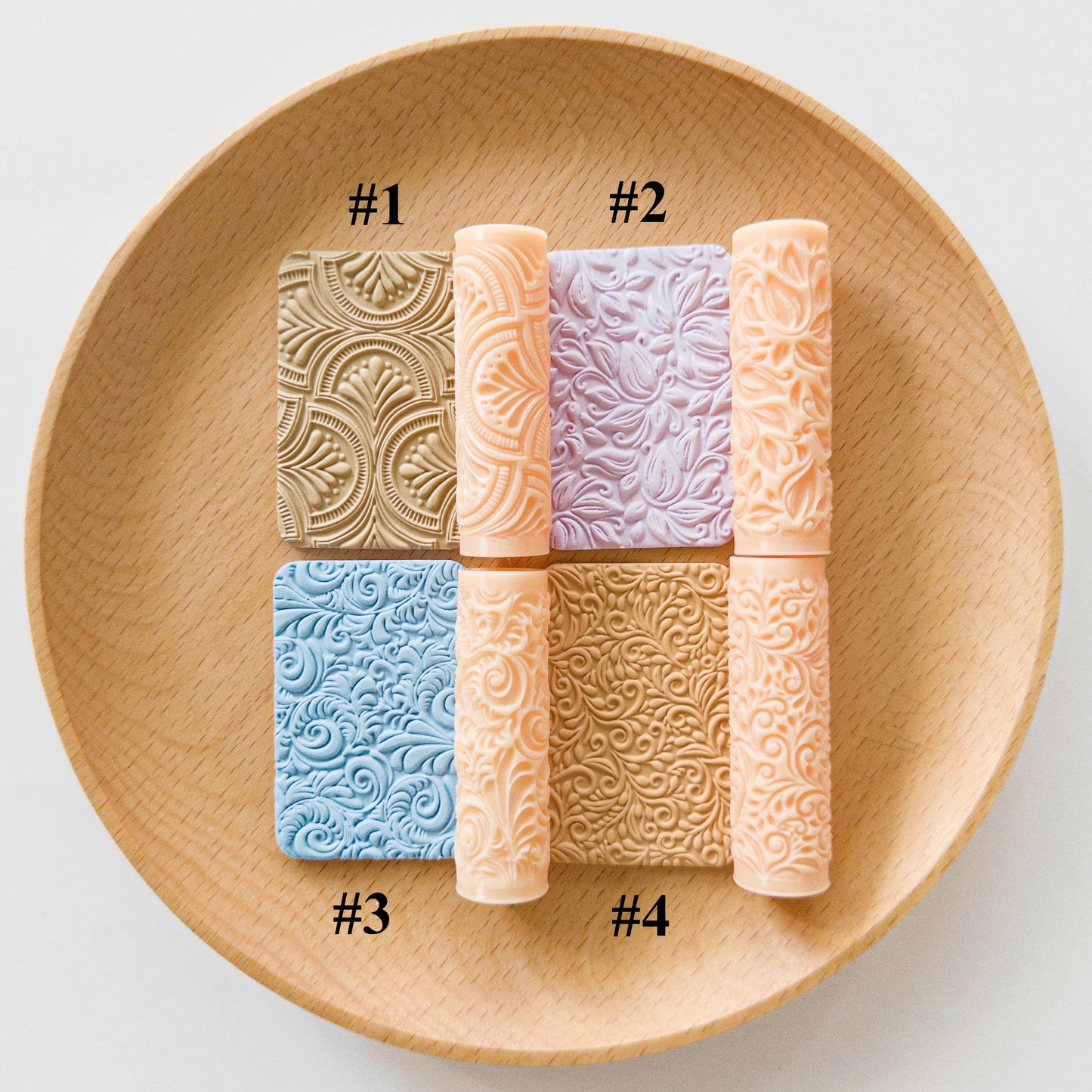 Mini Floral Texture Roller Set for Polymer Clay Slab Earrings