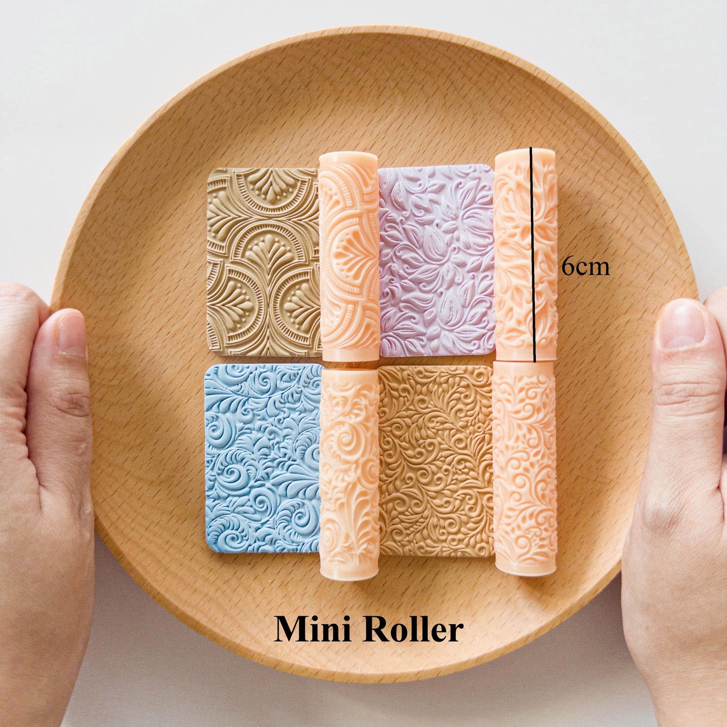 Mini Floral Texture Roller Set for Polymer Clay Slab Earrings