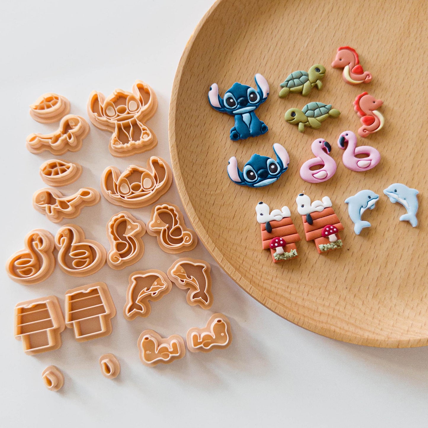 Summer Sea Animal Clay Cutter Bundle for Polymer Clay Stud Earrings | Stitch Seahorse Flamingo Turtle Dolphin Clay Cutter