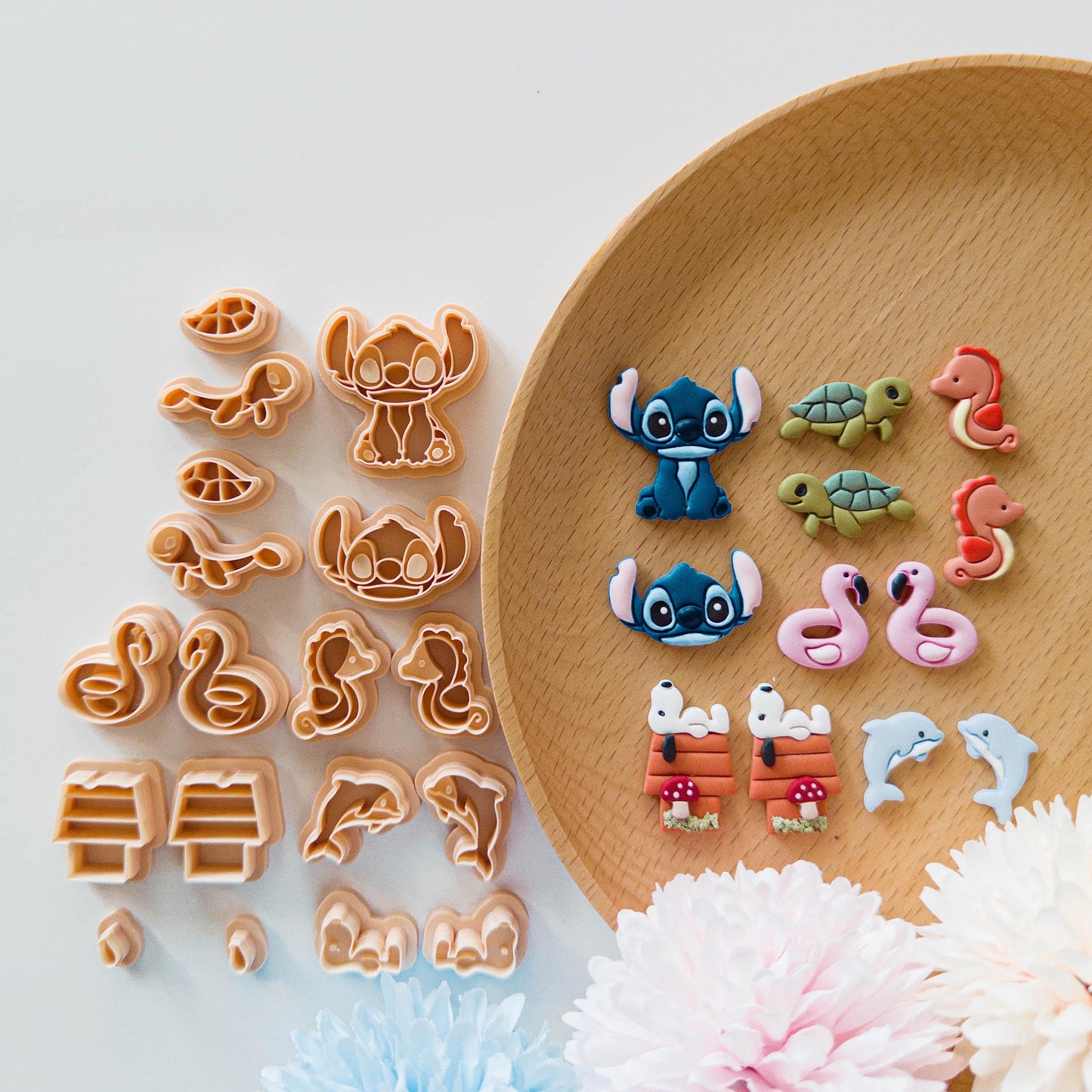 Summer Sea Animal Clay Cutter Bundle for Polymer Clay Stud Earrings | Stitch Seahorse Flamingo Turtle Dolphin Clay Cutter