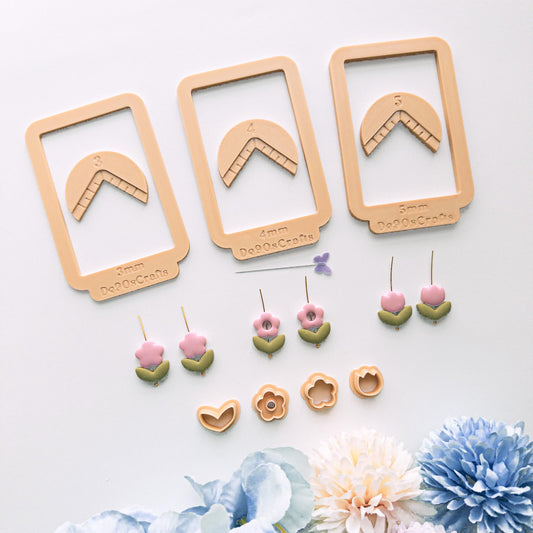 Polymer Clay Bead Hole Maker Set with Flower & Heart Guides