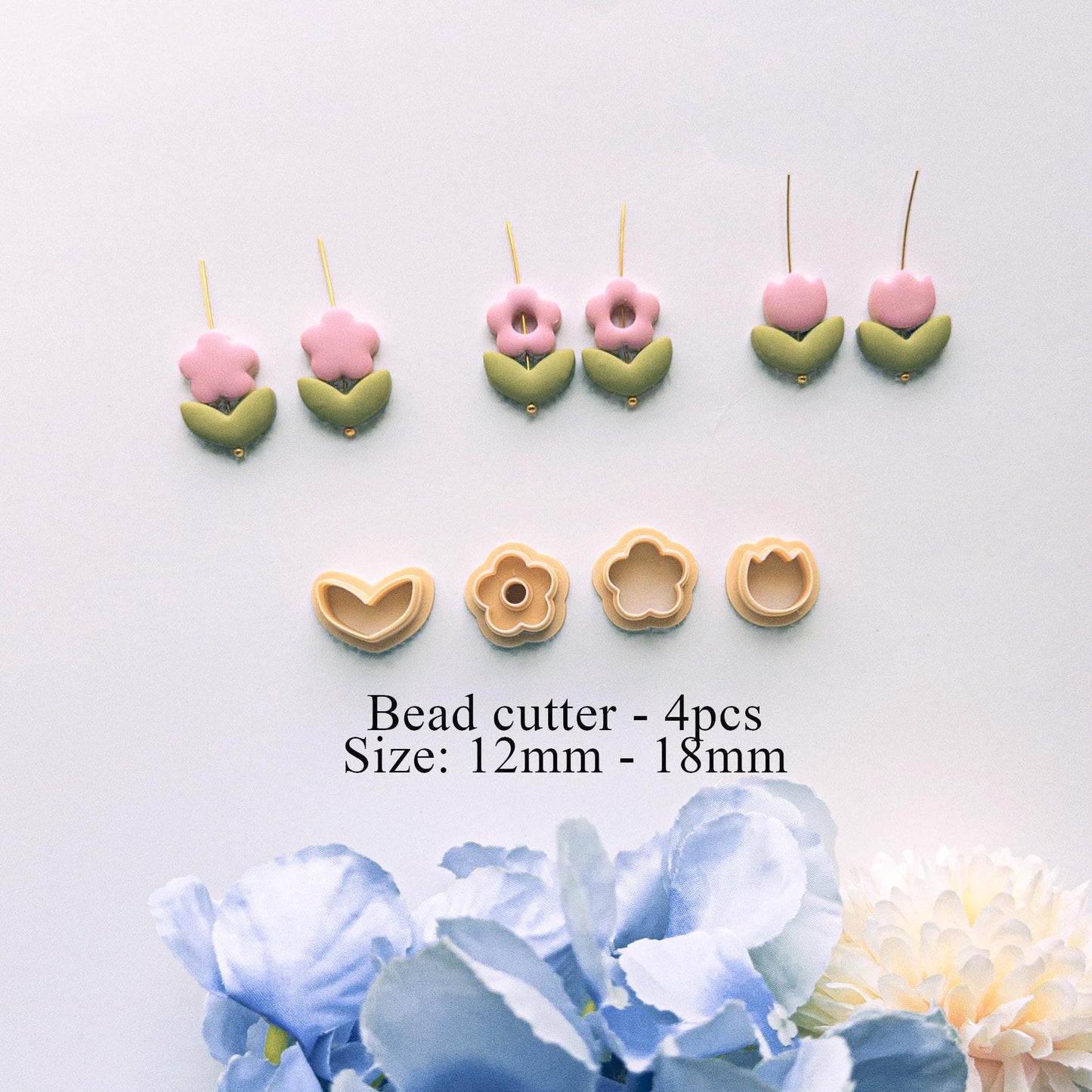 Polymer Clay Bead Hole Maker Set with Flower & Heart Guides
