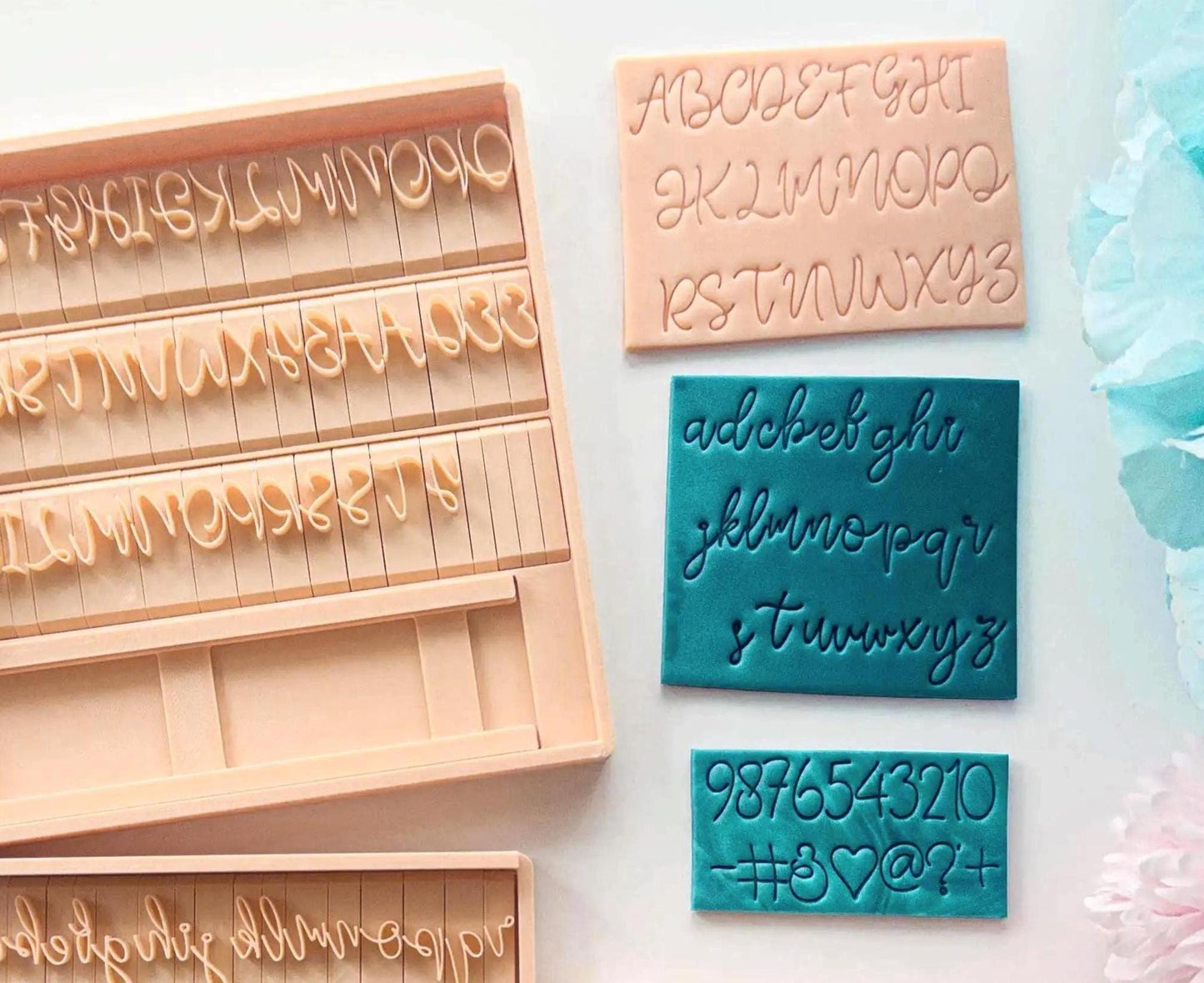 Script Alphabet Stamps | Cursive Letter | Handwritten Font | Polymer Clay and Fondant