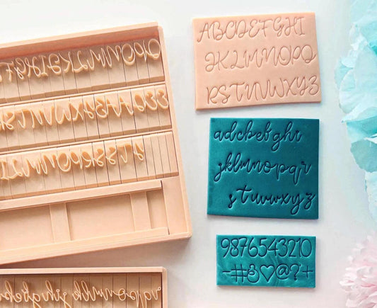 Script Alphabet Stamps | Cursive Letter | Handwritten Font | Polymer Clay and Fondant