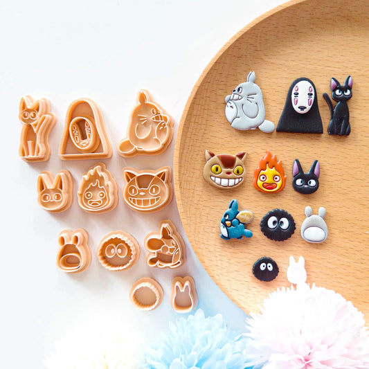 Kawaii Forest Spirit Clay Cutter Set for Polymer Clay Earrings | Totoro Spirited Away