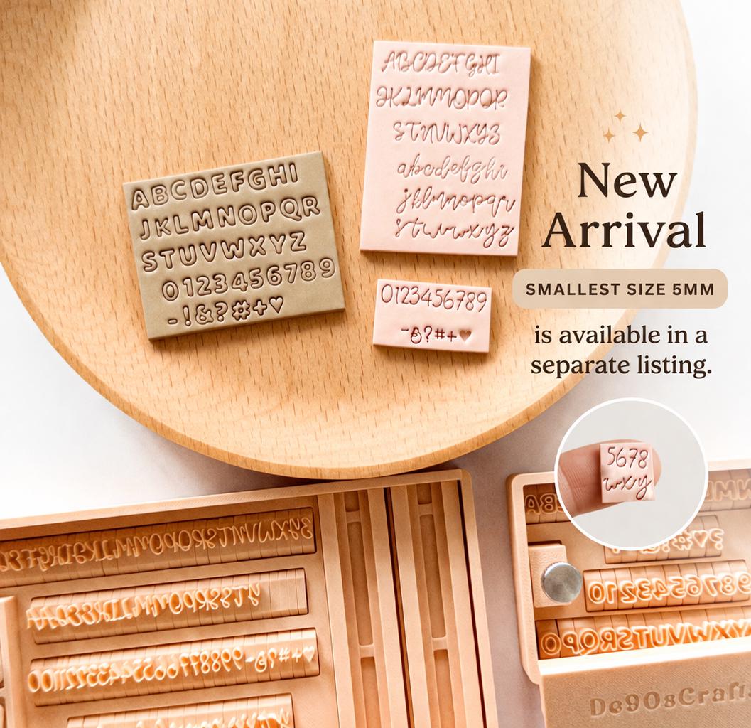 Mini Bubble Letter & Alphabet Stamp Set for Clay Cookies Fondant
