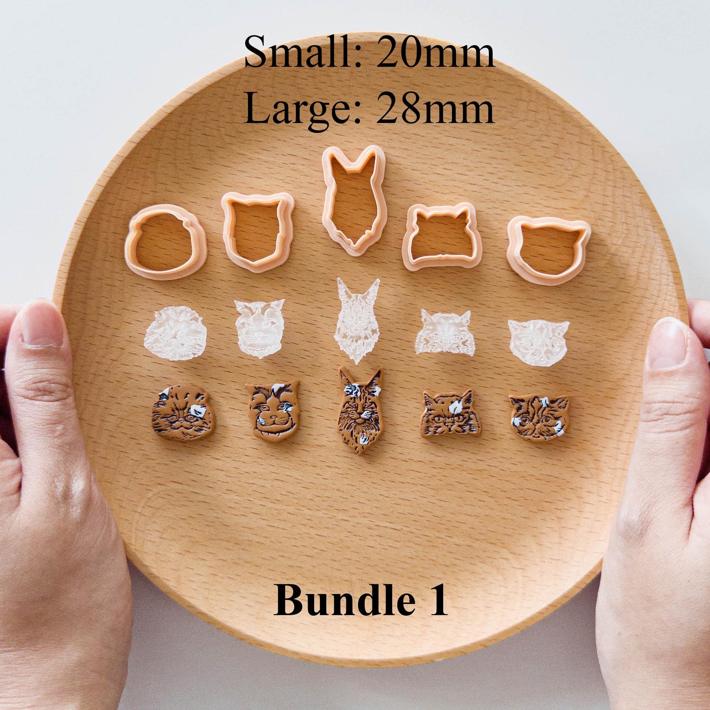 Cat Face Clay Cutter & Stamp Bundle for Polymer Clay Earrings
