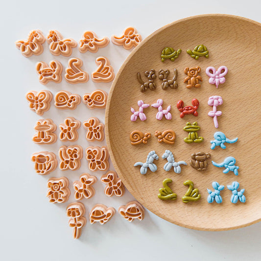 Balloon Animal Clay Cutter Set for Polymer Clay Earrings | Bear Turtle Dog Swan Butterfly Crab