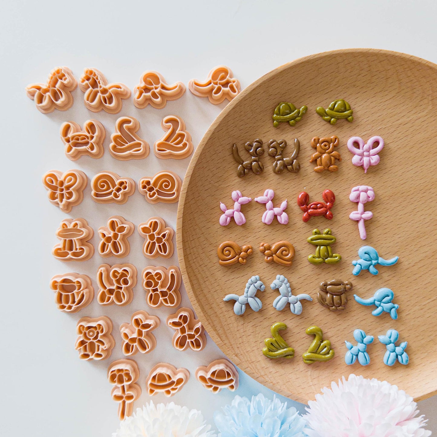 Balloon Animal Clay Cutter Set for Polymer Clay Earrings | Bear Turtle Dog Swan Butterfly Crab