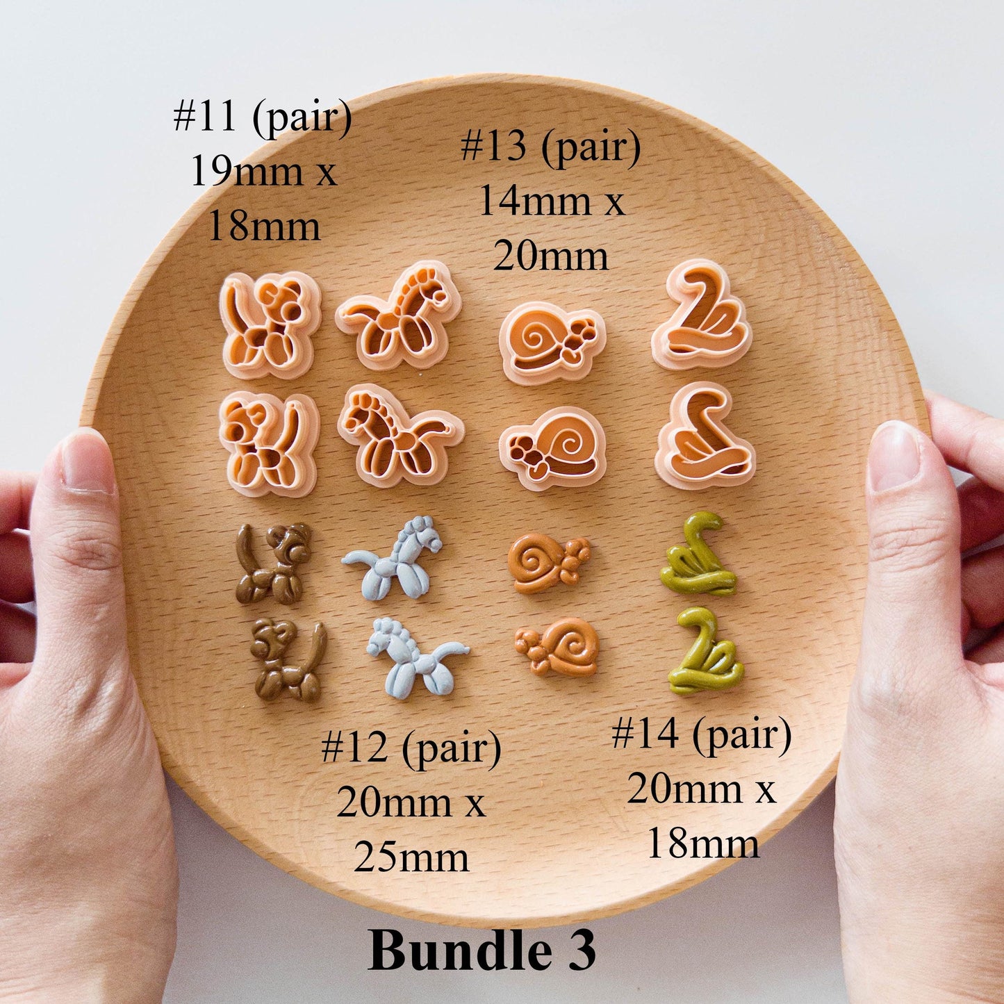 Balloon Animal Clay Cutter Set for Polymer Clay Earrings | Bear Turtle Dog Swan Butterfly Crab