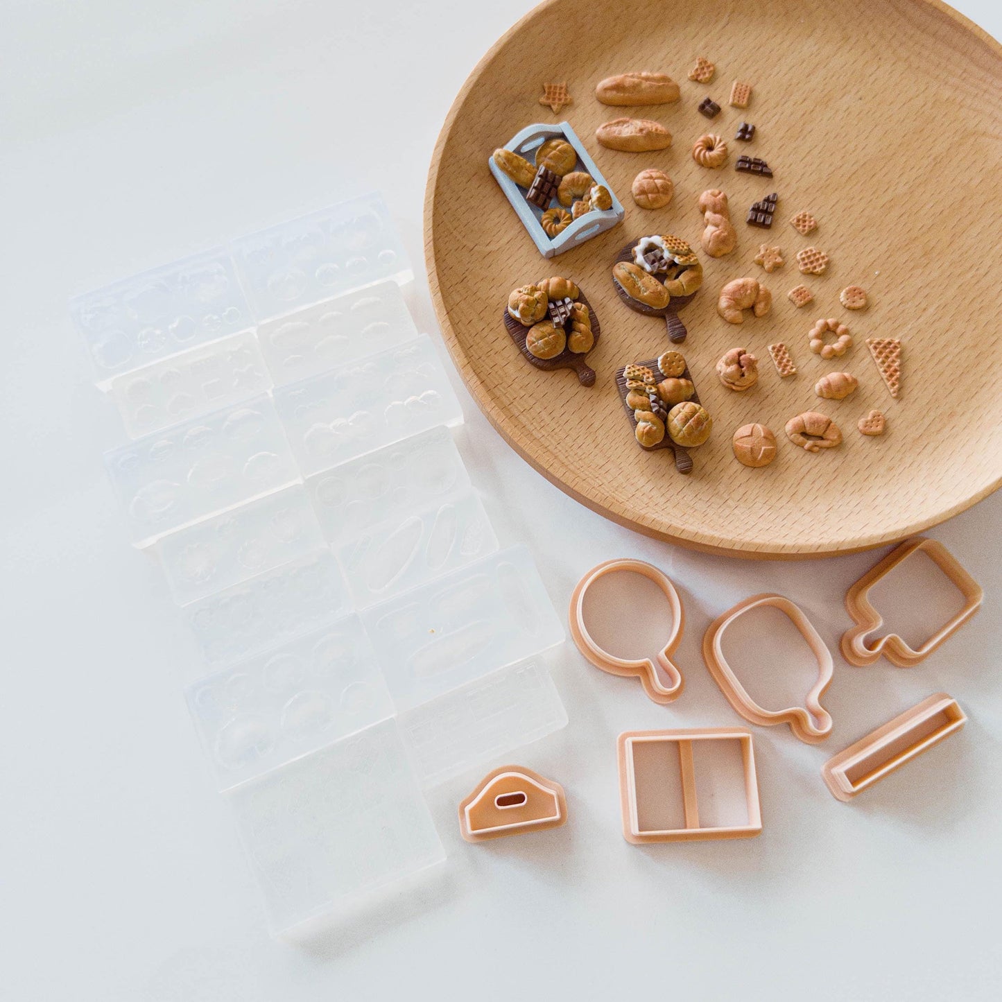 Mini Bakery Mold & Tray Tool Bundle for Polymer Clay Food Charms and Earring Making