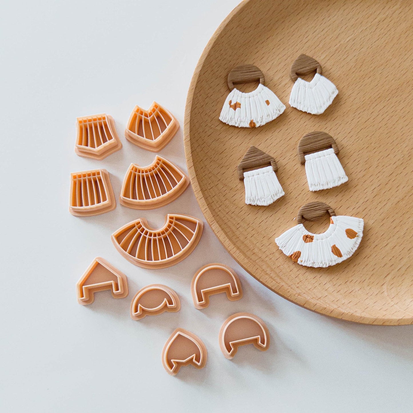Summer Boho Tassel Clay Cutter Set for Polymer Clay Earrings | Fringe Arch Fan Shapes