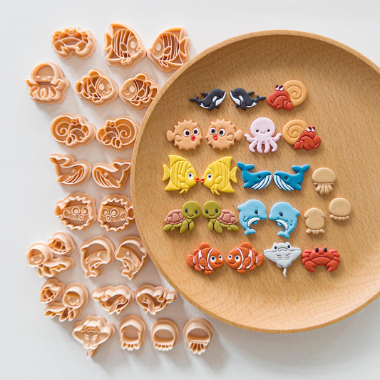 Sea Animal Clay Cutter & Stamp Bundle for Polymer Clay Earring