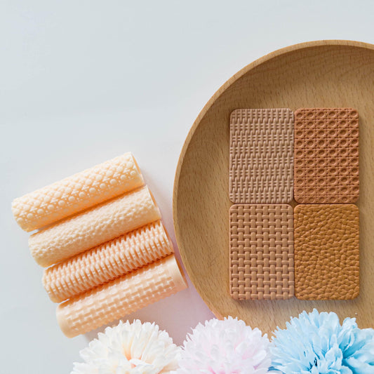 Rattan & Woven Leather Texture Roller Bundle for Polymer Clay