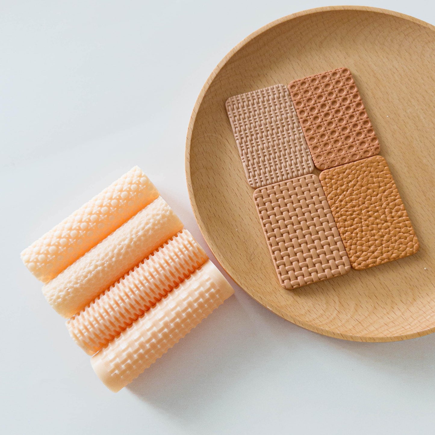 Rattan & Woven Leather Texture Roller Bundle for Polymer Clay