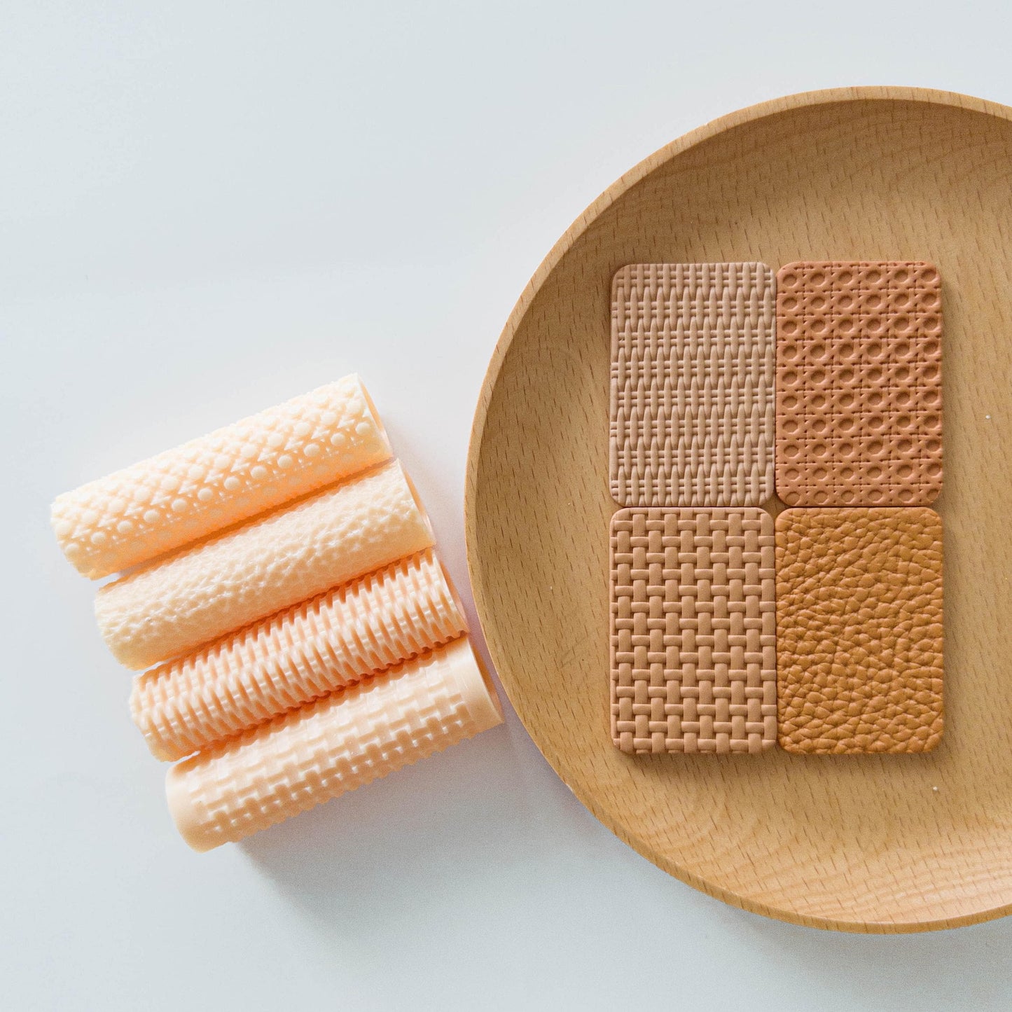 Rattan & Woven Leather Texture Roller Bundle for Polymer Clay