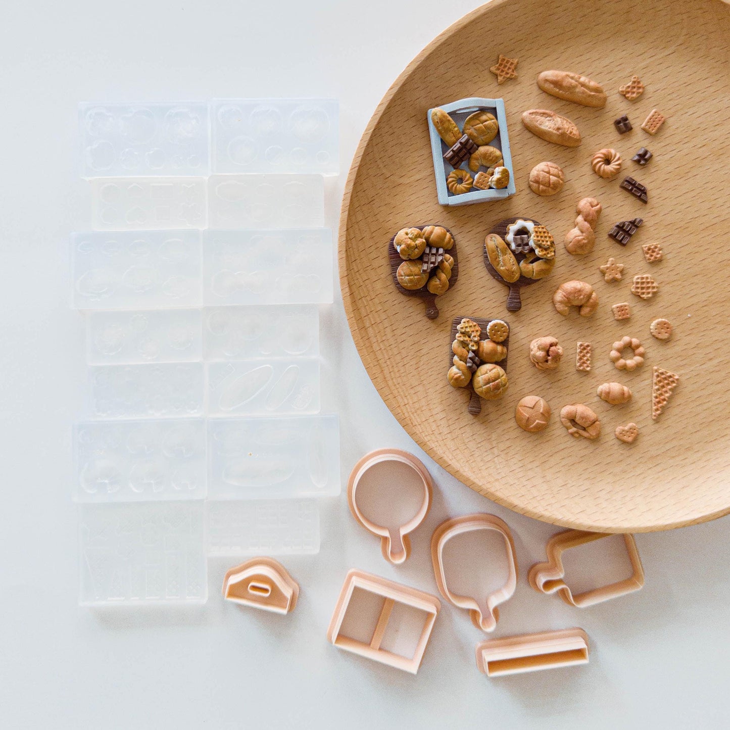 Mini Bakery Mold & Tray Tool Bundle for Polymer Clay Food Charms and Earring Making