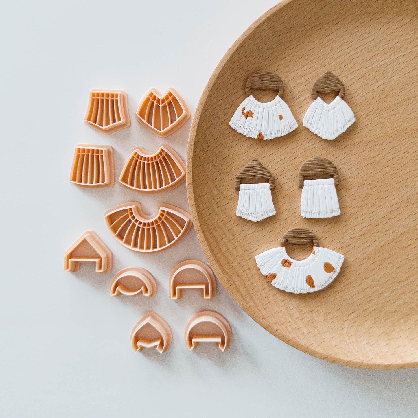 Summer Boho Tassel Clay Cutter Set for Polymer Clay Earrings | Fringe Arch Fan Shapes