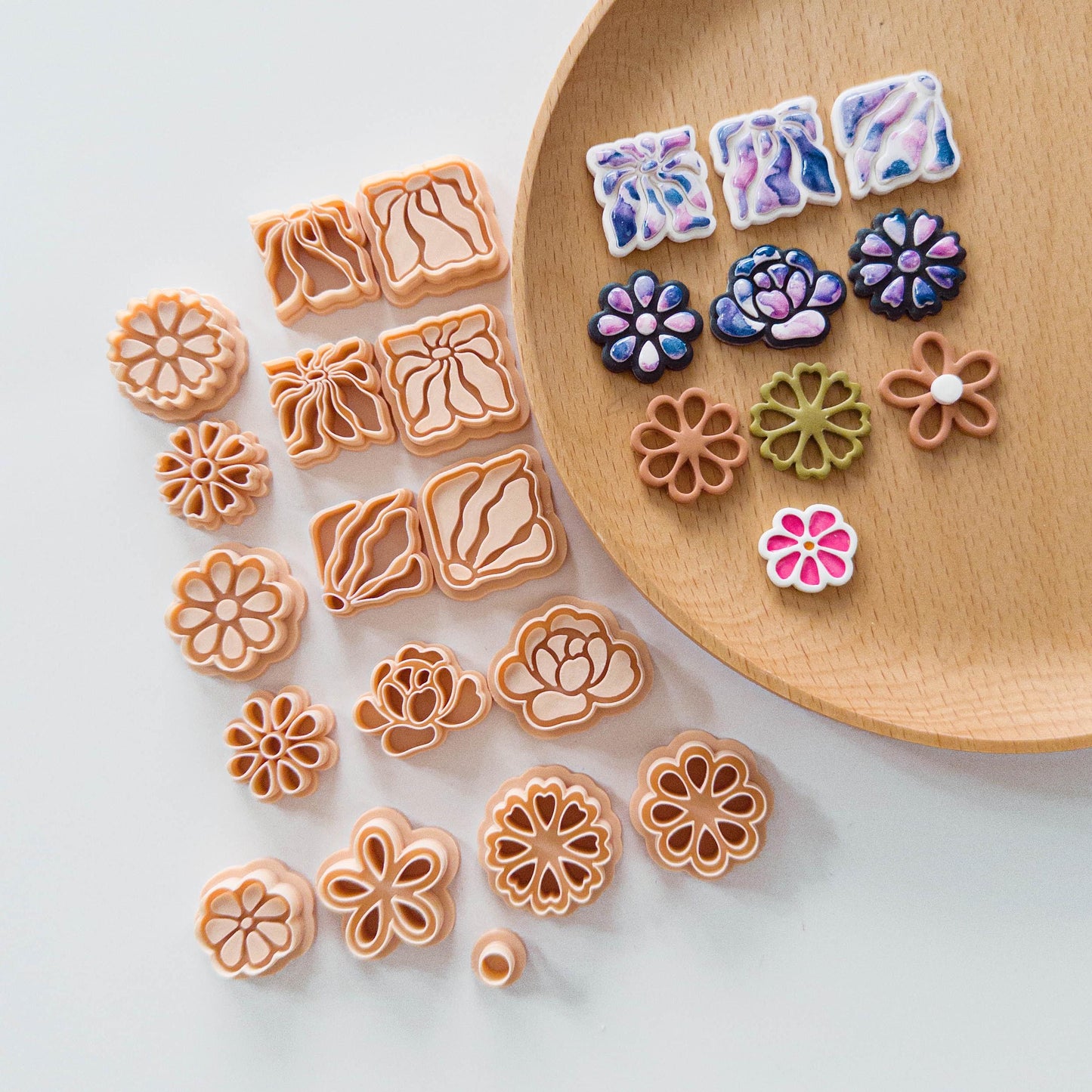 Floral Polymer Clay Cutters Bundle | Daisy Rose Petal Earring Clay Tools